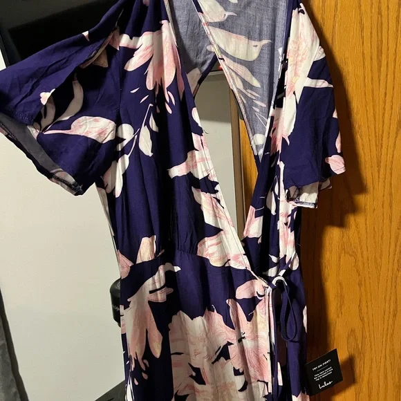 Lulus Azalea Regalia Navy Blue Floral Print Wrap Maxi Dress - Picture 4 of 6